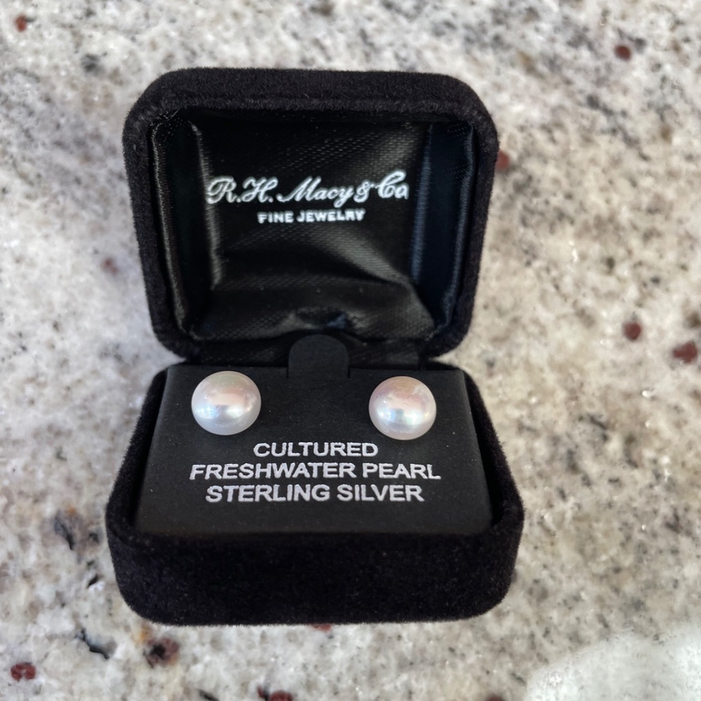 Cultured Freshwater Button Pearl Stud Earrings from BELLE DE MER